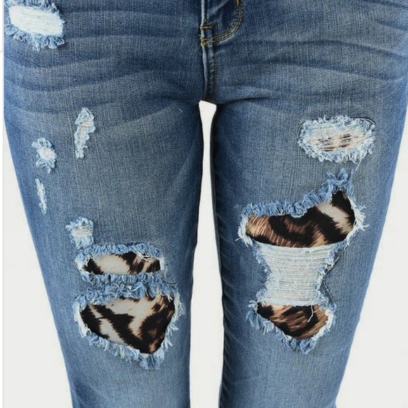 Judy Blue Denim - Judy Blue Leopard Patch Distressed Jeans